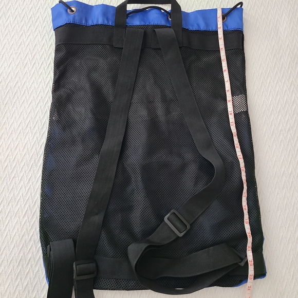 BeeGreen Blue Large Capacity Mesh Drawstring Backpack - Picture 12 of 14